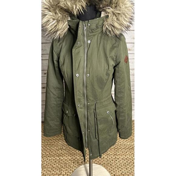 Hollister olive green sherpa-lined faux-fur trimmed hooded parka Size XS - Picture 4 of 10